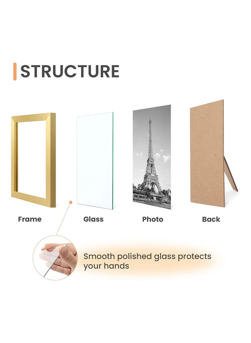 EZdenK 21.7x 28 cm Document Frame， Set of 5 Document Certificate Frames， Picture Frames for Wall and Tabletop， Gold - Image 4